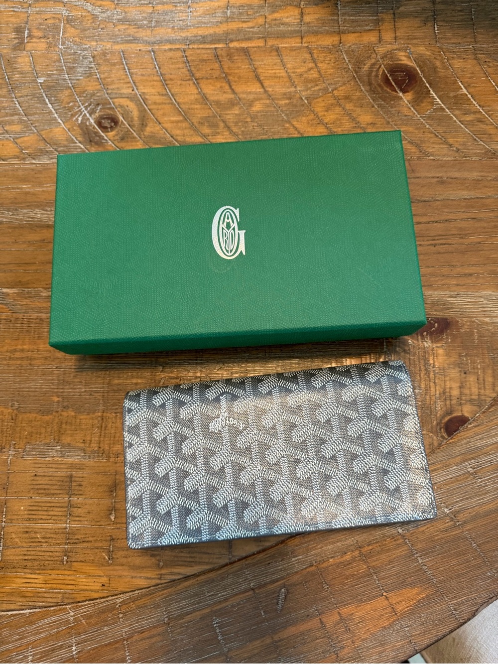 Goyard Gray and Blue Chevron Long Wallet